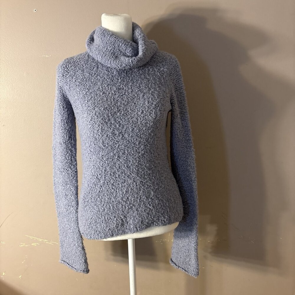 J.Crew Textured Yarn Oversized  Turtleneck Sweater Wool Blend Lilac Purple Sz XS